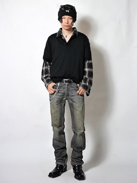 「アイテム（ニットキャップ/ビーニー）」を使った、Tsuguya/KwonSayaさん（メンズ・176cm）の秋コーディネート