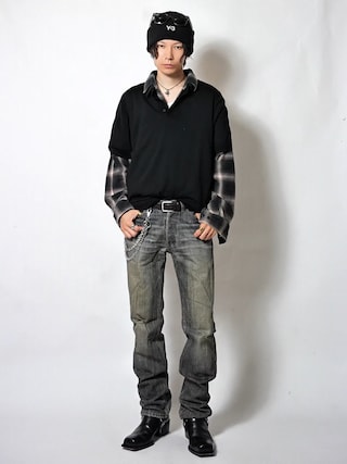 「soerte(ソエルテ)の10way combination necklace & wallet chain/コンビネーション ネックレス・ウォレットチェーン(ウォレットチェーン)」を使った、Tsuguya/KwonSayaさん(メンズ・176cm)の秋コーディネート