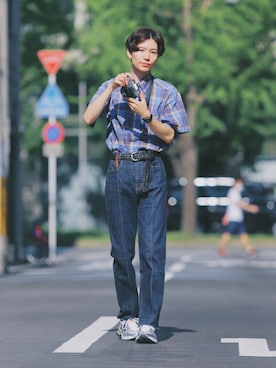 「PUBLIC TOKYO（パブリックトウキョウ）のアイテム（パンツ）」を使った、Tsuguya/KwonSayaさん（メンズ・174cm）の夏コーディネート