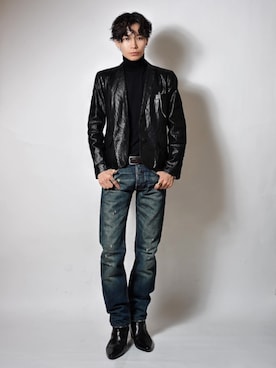 「アイテム（テーラードジャケット）」を使った、Tsuguya/KwonSayaさん（メンズ・175cm）の冬コーディネート