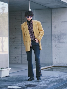 「LANVIN（ランバン）のアイテム（ジャケット/アウター）」を使った、Tsuguya/KwonSayaさん（メンズ・174cm）の冬コーディネート