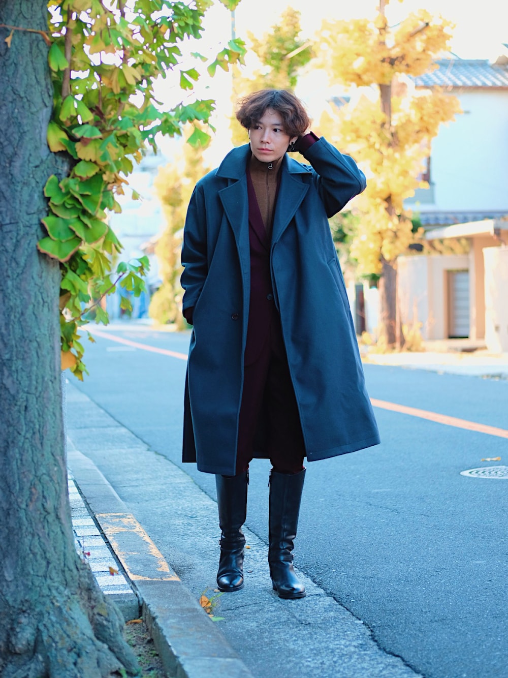EMMA CLOTHES ロングチェスターコート Tsuguya/KwonSaya｜EMMA CLOTHESのチェスターコートを使った