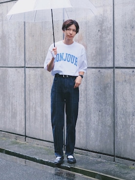 「PUBLIC TOKYO（パブリックトウキョウ）のアイテム（パンツ）」を使った、Tsuguya/KwonSayaさん（メンズ・174cm）の夏コーディネート