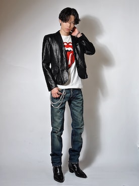 「アイテム（テーラードジャケット）」を使った、Tsuguya/KwonSayaさん（メンズ・175cm）の冬コーディネート