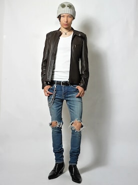 「CHROME HEARTS（クロムハーツ）のアイテム」を使った、Tsuguya/KwonSayaさん（メンズ・176cm）の夏コーディネート