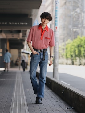 「VINTAGE（ヴィンテージ）のアイテム（ポロシャツ）」を使った、Tsuguya/KwonSayaさん（メンズ・174cm）の夏コーディネート