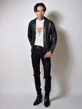 「アイテム（ベルト）」を使った、Tsuguya/KwonSayaさん（メンズ・175cm）の冬コーディネート