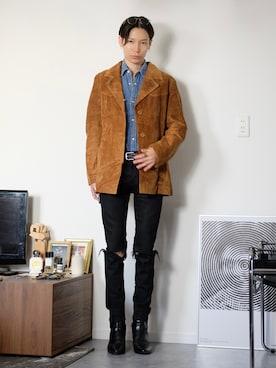 「VINTAGE（ヴィンテージ）のアイテム」を使った、Tsuguya/KwonSayaさん（メンズ・175cm）の秋コーディネート