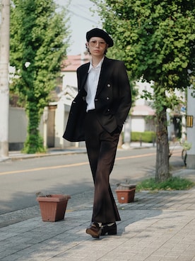 「green label relaxing（グリーンレーベルリラクシング）のアイテム（ハンチング/ベレー帽）」を使った、Tsuguya/KwonSayaさん（メンズ・174cm）の夏コーディネート
