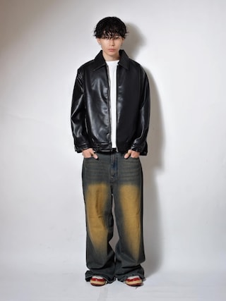 「TOBEE（トゥビー）の【Tobee】ヴィンテージ レザー ブルゾン/ ジャケット（ブルゾン）」を使った、Tsuguya/KwonSayaさん（メンズ・175cm）の冬コーディネート