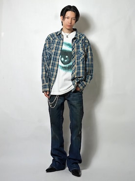 「Wrangler（ラングラー）のアイテム」を使った、Tsuguya/KwonSayaさん（メンズ・176cm）の夏コーディネート