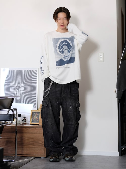 ヴィンテージライク ダブルペイント デニムカーゴパンツ（デニムパンツ