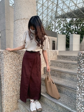 「fifth（フィフス）のフレアショルダーボトルネックニット（ニット/セーター）」を使った、Amberさん（レディース・157cm）の秋コーディネート
