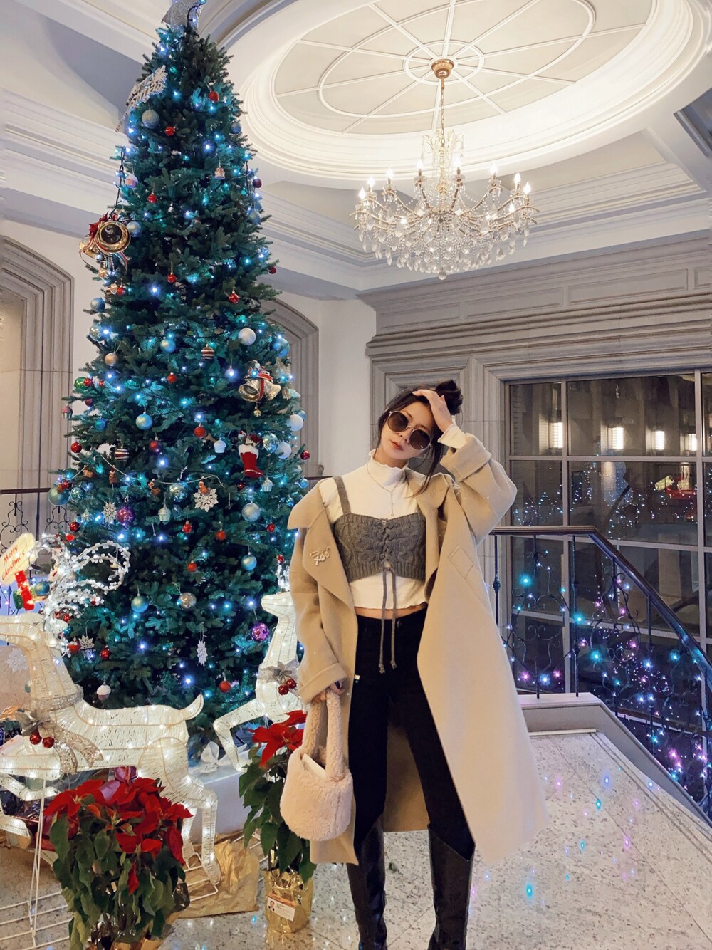 「冬コーデ、外套、大衣、女子ウケ、Taiwan、WOMEN、ootd、TAIPEI、Taichung、マイベストコーデ2024、コート」｜「Min HU’sのアイテム（ダッフルコート、グリーン系）」を使った、MIN HU’sさん（レディース・162cm）の冬コーディネートの1枚目の写真
