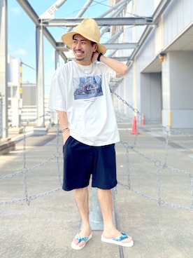 「RAGEBLUE（レイジブルー）のアイテム（チノパンツ）」を使った、ごんさん（メンズ・165cm）の夏コーディネート