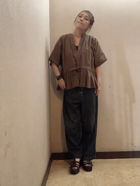 「Avail（アベイル）のアイテム（サンダル、ブラウン系）」を使った、miya さん（レディース・156cm）の春コーディネート