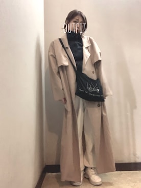 「アイテム（トレンチコート、ベージュ系）」を使った、miya さん（レディース・156cm）の秋コーディネート
