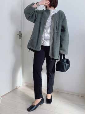 「LEPSIM（レプシィム）のアイテム（ノーカラーコート）」を使った、ハナコユキさん（レディース・158cm）の秋コーディネート