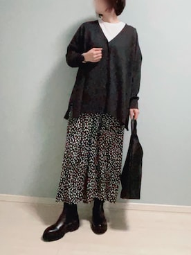 「スカーチョ」｜「アイテム（ブーツ）」を使った、ハナコユキさん（レディース・158cm）の冬コーディネート