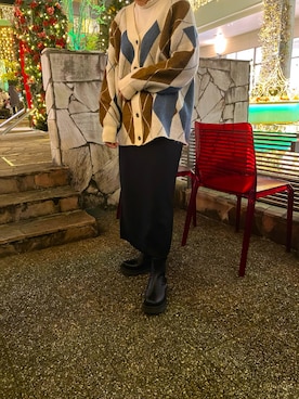 「UNIQLO（ユニクロ）のアイテム（スカート、ブラック系）」を使った、aya  。さん（レディース・163cm）の春コーディネート