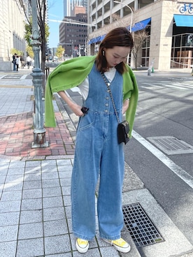 「mignon（ミニョン）のアイテム（オールインワン・サロペット）」を使った、mioさん（レディース・165cm）の春コーディネート