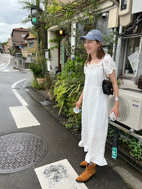 「mignon（ミニョン）のアイテム（帽子）」を使った、mioさん（レディース・165cm）の夏コーディネート