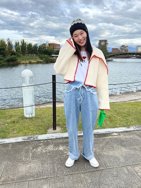 「mignon（ミニョン）のアイテム（デニムパンツ）」を使った、mioさん（レディース・165cm）の秋コーディネート