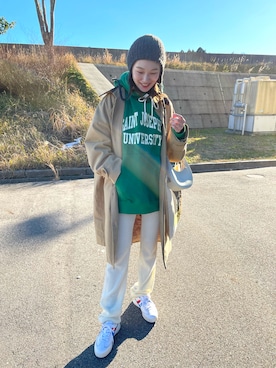 「mignon（ミニョン）のアイテム（帽子）」を使った、mioさん（レディース・165cm）の冬コーディネート