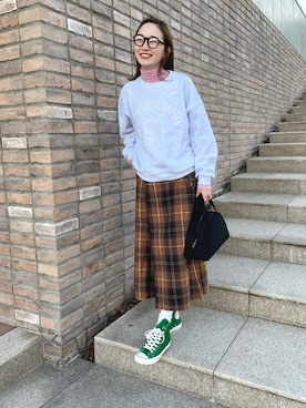 「mignon（ミニョン）のアイテム（スウェット）」を使った、mioさん（レディース・165cm）の冬コーディネート