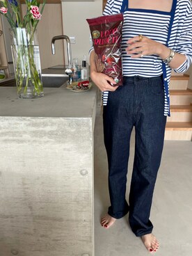 「mignon（ミニョン）のアイテム（デニムパンツ）」を使った、mioさん（レディース・165cm）の夏コーディネート