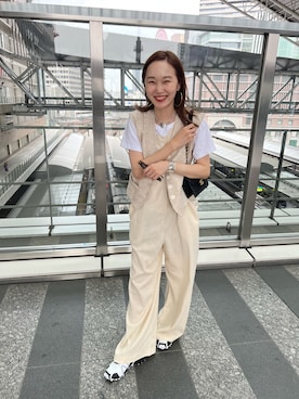「mignon（ミニョン）のアイテム（オールインワン・サロペット）」を使った、mioさん（レディース・165cm）の夏コーディネート