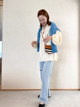 「mignon（ミニョン）のアイテム（デニムパンツ）」を使った、mioさん（レディース・165cm）の秋コーディネート