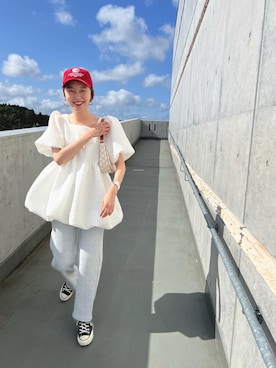 「mignon（ミニョン）のアイテム（帽子）」を使った、mioさん（レディース・165cm）の春コーディネート