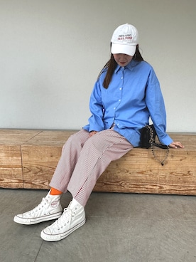「mignon（ミニョン）のアイテム（帽子）」を使った、mioさん（レディース・165cm）の春コーディネート
