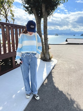 「mignon（ミニョン）のアイテム（デニムパンツ）」を使った、mioさん（レディース・165cm）の秋コーディネート