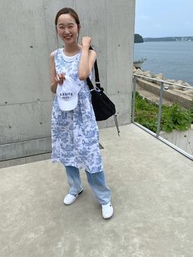 「mignon（ミニョン）のアイテム（帽子）」を使った、mioさん（レディース・165cm）の夏コーディネート
