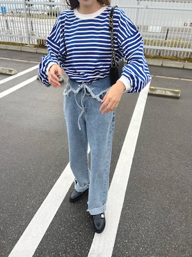 「mignon（ミニョン）のアイテム（デニムパンツ）」を使った、mioさん（レディース・165cm）の秋コーディネート