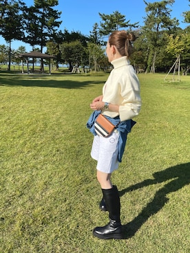「mignon（ミニョン）のアイテム（ブーツ）」を使った、mioさん（レディース・165cm）の秋コーディネート
