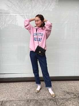 「mignon（ミニョン）のアイテム（スウェット）」を使った、mioさん（レディース・165cm）の冬コーディネート