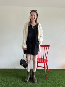 「mignon（ミニョン）のアイテム（オールインワン・サロペット）」を使った、mioさん（レディース・165cm）の夏コーディネート