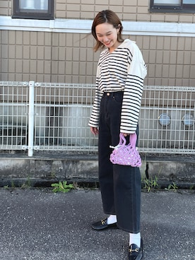 「mignon（ミニョン）のアイテム（デニムパンツ）」を使った、mioさん（レディース・165cm）の秋コーディネート