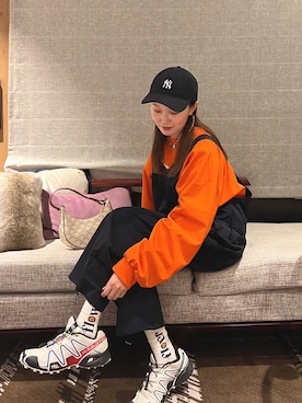 「mignon（ミニョン）のアイテム（オールインワン・サロペット）」を使った、mioさん（レディース・165cm）の春コーディネート