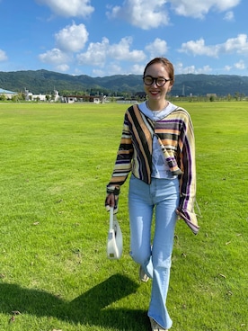 「mignon（ミニョン）のアイテム（デニムパンツ）」を使った、mioさん（レディース・165cm）の夏コーディネート