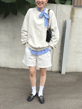 「mignon（ミニョン）のアイテム（スウェット）」を使った、mioさん（レディース・165cm）の秋コーディネート