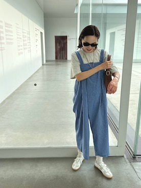 「mignon（ミニョン）のアイテム（オールインワン・サロペット）」を使った、mioさん（レディース・165cm）の夏コーディネート