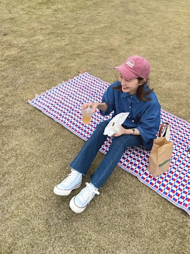「mignon（ミニョン）のアイテム（帽子）」を使った、mioさん（レディース・165cm）の春コーディネート
