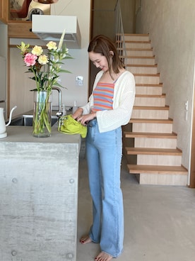 「mignon（ミニョン）のアイテム（デニムパンツ）」を使った、mioさん（レディース・165cm）の夏コーディネート