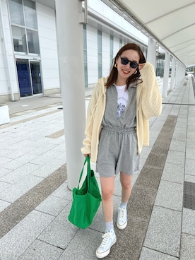 「mignon（ミニョン）のアイテム（オールインワン・サロペット）」を使った、mioさん（レディース・165cm）の春コーディネート