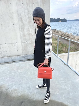 「mignon（ミニョン）のアイテム（帽子）」を使った、mioさん（レディース・165cm）の冬コーディネート