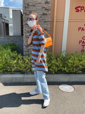 「mignon（ミニョン）のアイテム（デニムパンツ）」を使った、mioさん（レディース・165cm）の夏コーディネート